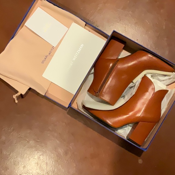 Stuart Weitzman Vera Cinnamon leather pointed toe heeled bootie sz 10.5 EU 41 - Picture 12 of 12